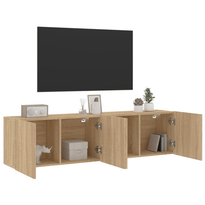 væghængte tv-borde 2 stk. 80x30x41 cm sonoma-eg