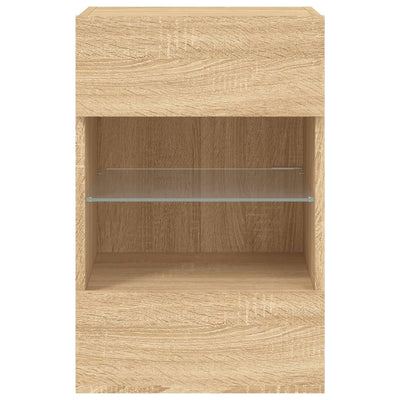 væghængt tv-bord med LED-lys 40x30x60,5 cm sonoma-eg