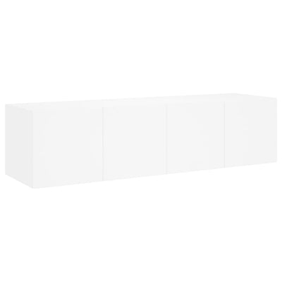 væghængte tv-borde 2 stk. med LED-lys 60x35x31 cm hvid