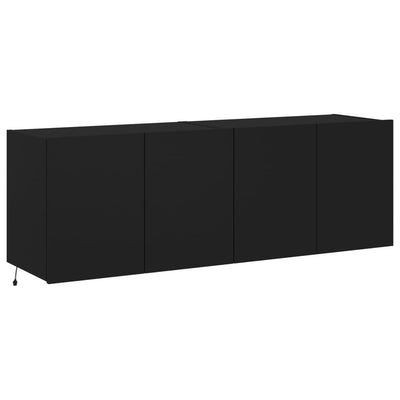 væghængte tv-borde 2 stk. med LED-lys 60x35x41 cm sort