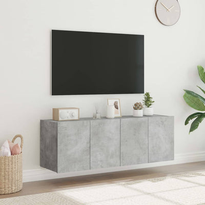 væghængte tv-borde 2 stk. med LED-lys 60x35x41 cm betongrå