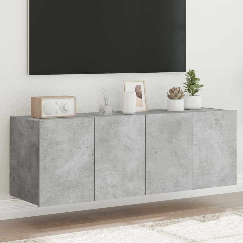 væghængte tv-borde 2 stk. med LED-lys 60x35x41 cm betongrå