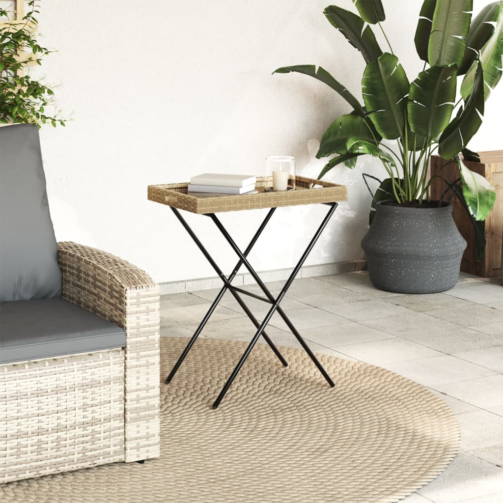 bakkebord 65x40x75 cm polyrattan beige