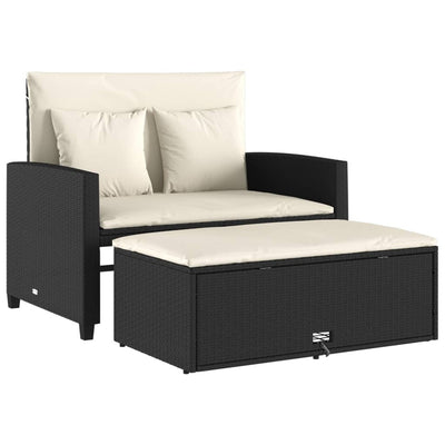 2-personers havesofa med hynder polyrattan sort