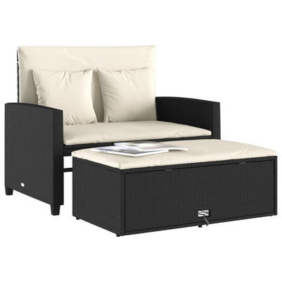 2-personers havesofa med hynder polyrattan sort