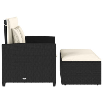 2-personers havesofa med hynder polyrattan sort