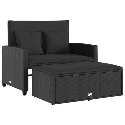 2-personers havesofa med hynder polyrattan sort