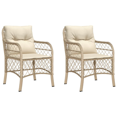 havestole med hynder 2 stk. polyrattan beige