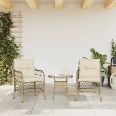 havestole med hynder 2 stk. polyrattan beige