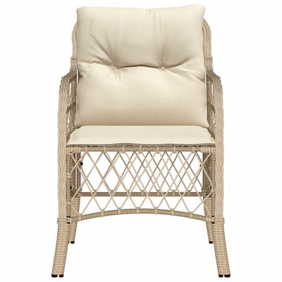 havestole med hynder 2 stk. polyrattan beige