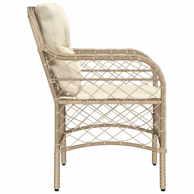 havestole med hynder 2 stk. polyrattan beige