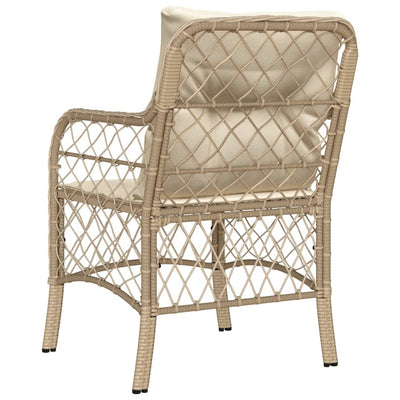 havestole med hynder 2 stk. polyrattan beige