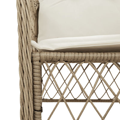 havestole med hynder 2 stk. polyrattan beige