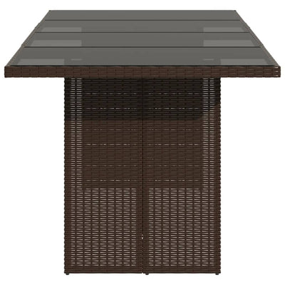 havebord med glastop 190x80x74 cm polyrattan brun