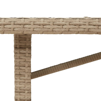 havebord med glastop 190x80x74 cm polyrattan beige