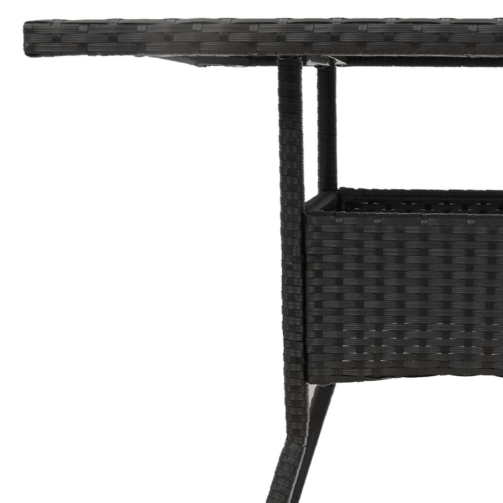 havebord med akacietop 80x80x75 cm polyrattan sort