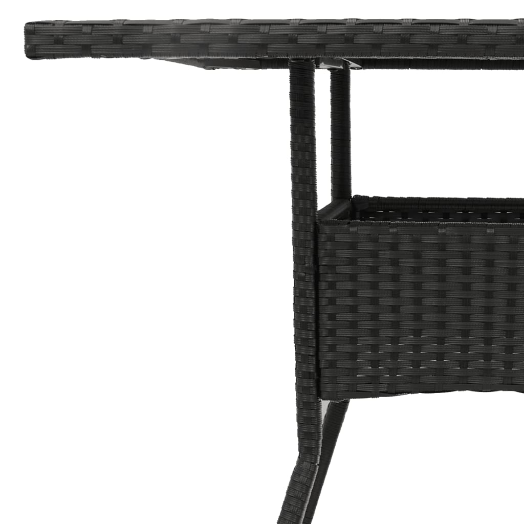 havebord med glastop 80x80x75 cm polyrattan sort