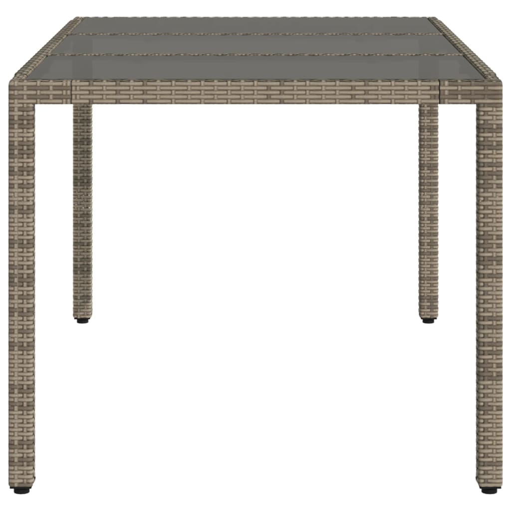 havebord med glastop 150x90x75 cm polyrattan grå