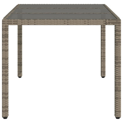 havebord med glastop 150x90x75 cm polyrattan grå