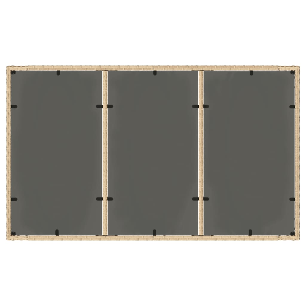 havebord med glastop 150x90x75 cm polyrattan beige