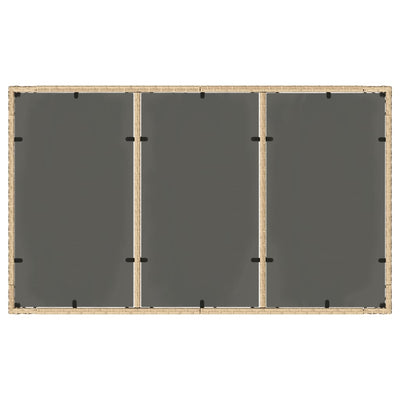 havebord med glastop 150x90x75 cm polyrattan beige