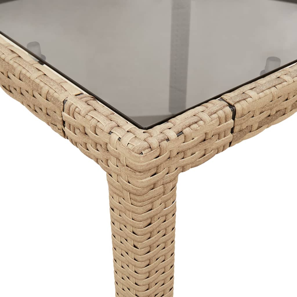 havebord med glastop 150x90x75 cm polyrattan beige