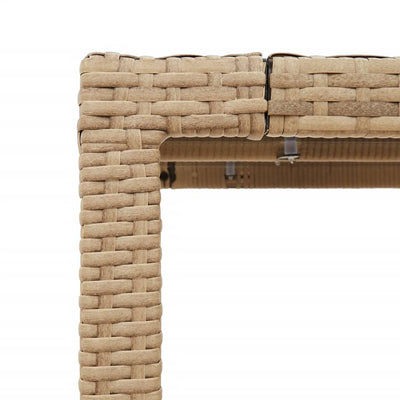 havebord med glastop 150x90x75 cm polyrattan beige