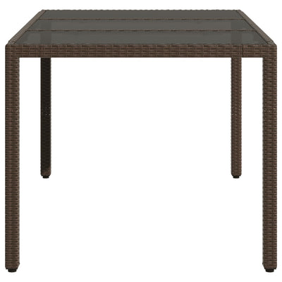 havebord med glastop 150x90x75 cm polyrattan brun