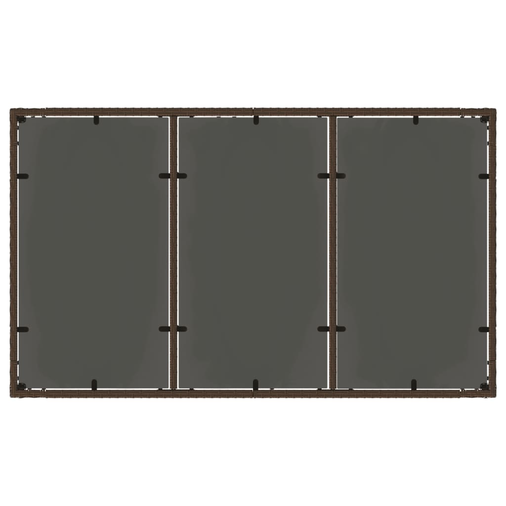 havebord med glastop 150x90x75 cm polyrattan brun