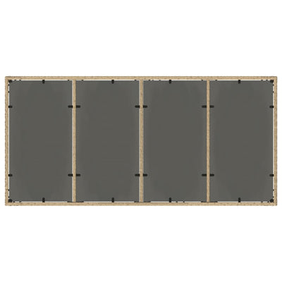 havebord med glastop 190x90x75 cm polyrattan beige