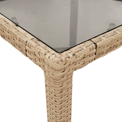 havebord med glastop 190x90x75 cm polyrattan beige