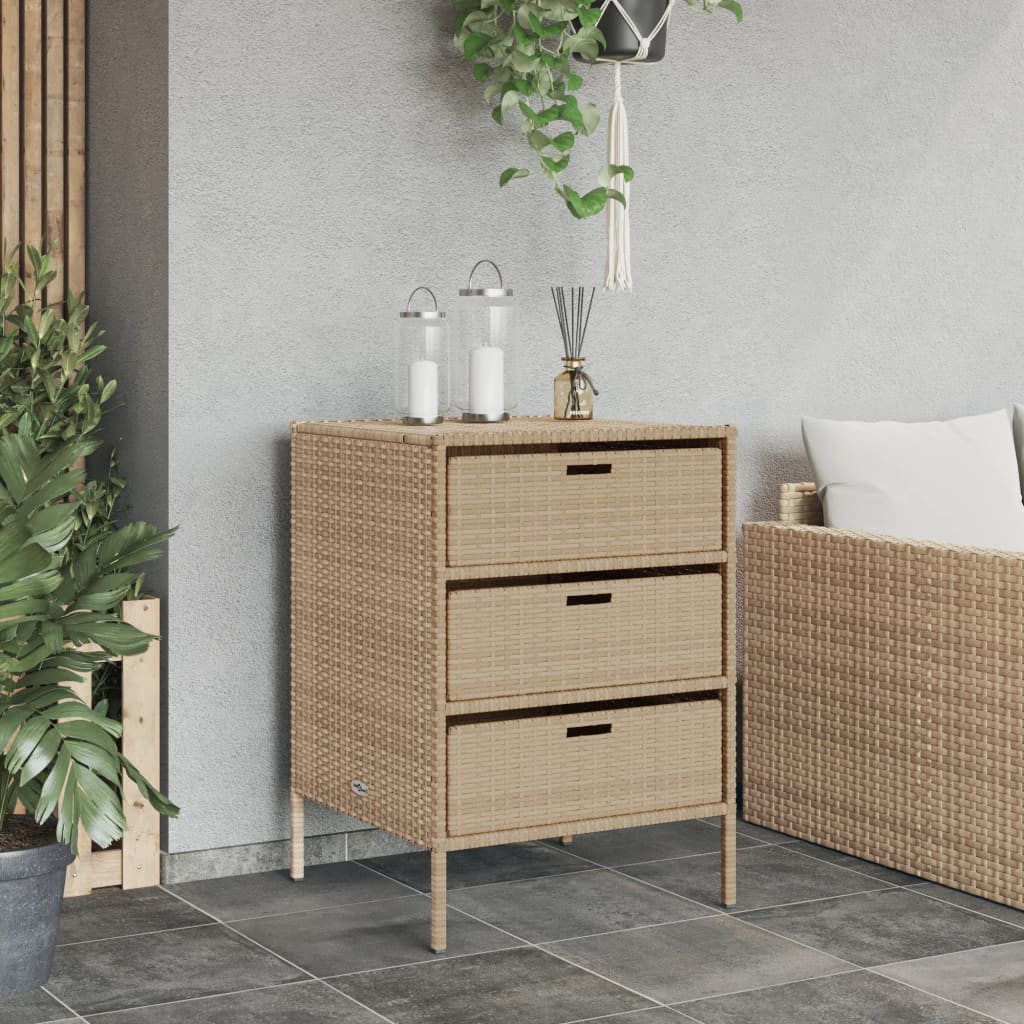 opbevaringsskab til haven 55x59x80 cm polyrattan beige