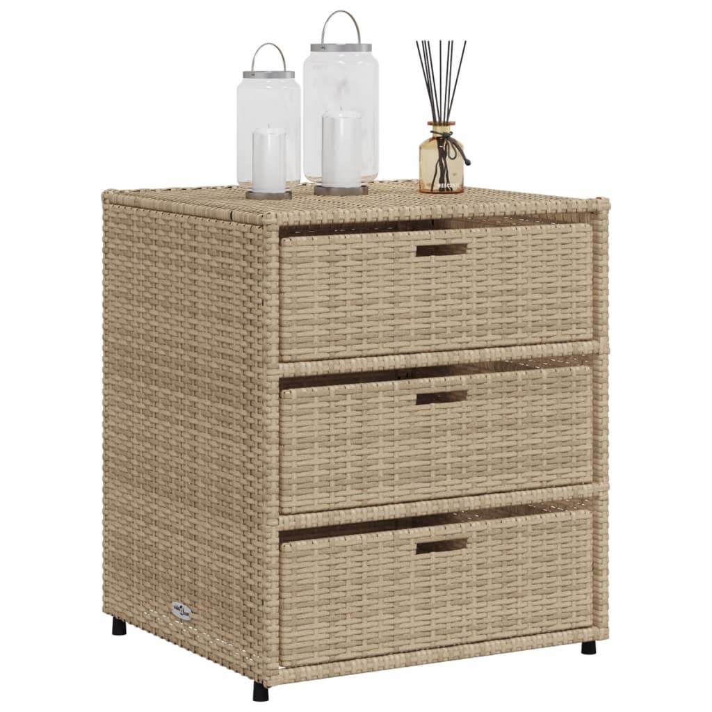 opbevaringsskab til haven 55x59x69 cm polyrattan beige