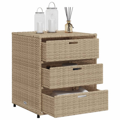 opbevaringsskab til haven 55x59x69 cm polyrattan beige