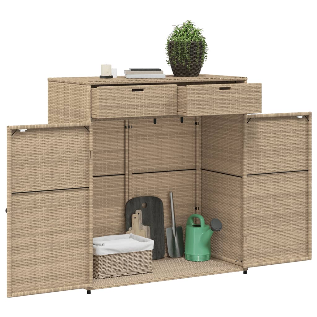 opbevaringsskab til haven 105x55x113 cm polyrattan beige