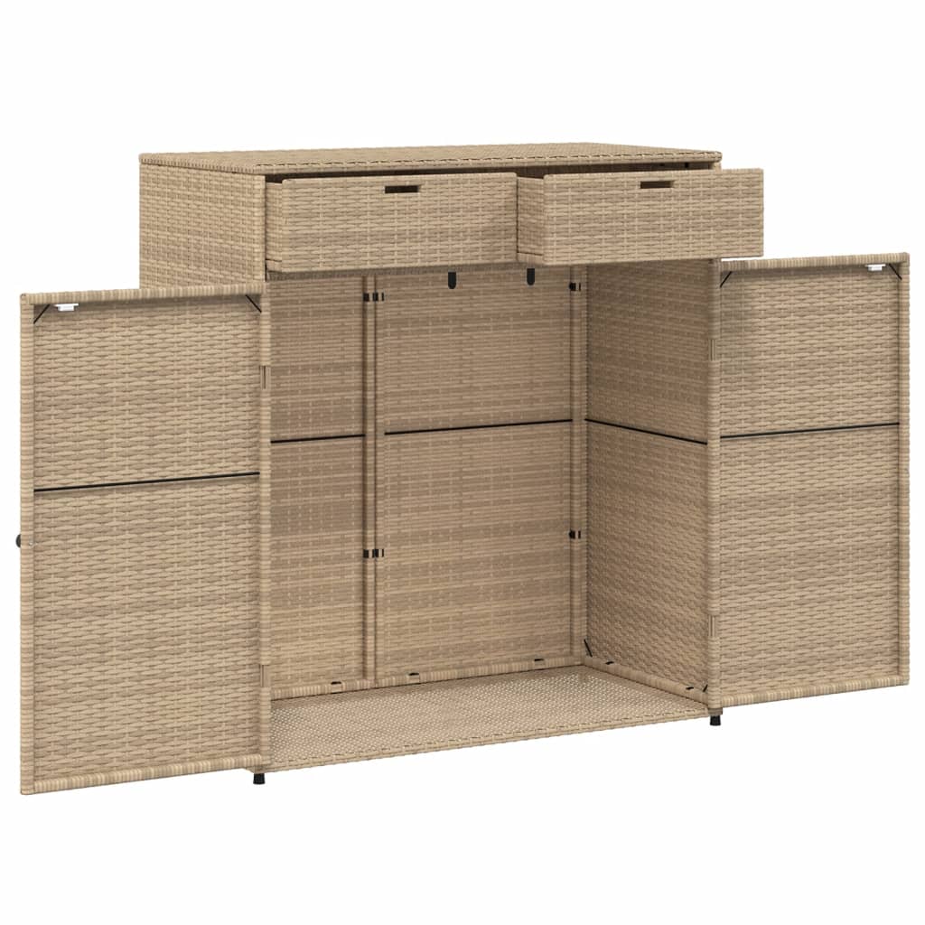 opbevaringsskab til haven 105x55x113 cm polyrattan beige