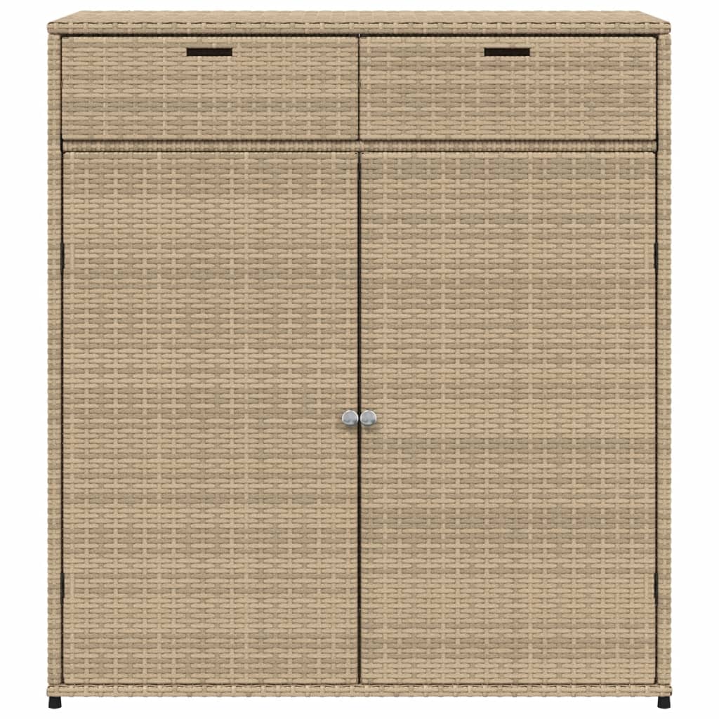 opbevaringsskab til haven 105x55x113 cm polyrattan beige