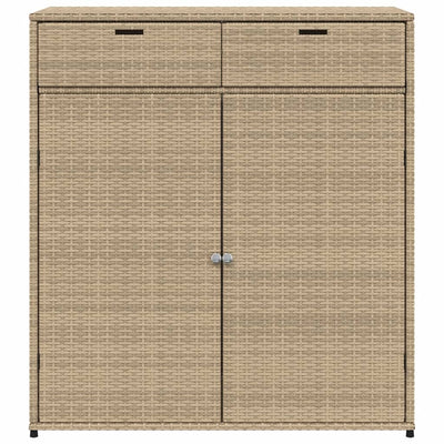 opbevaringsskab til haven 105x55x113 cm polyrattan beige