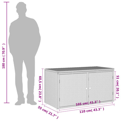 opbevaringsskab til haven 110x55x60,5 cm polyrattan grå