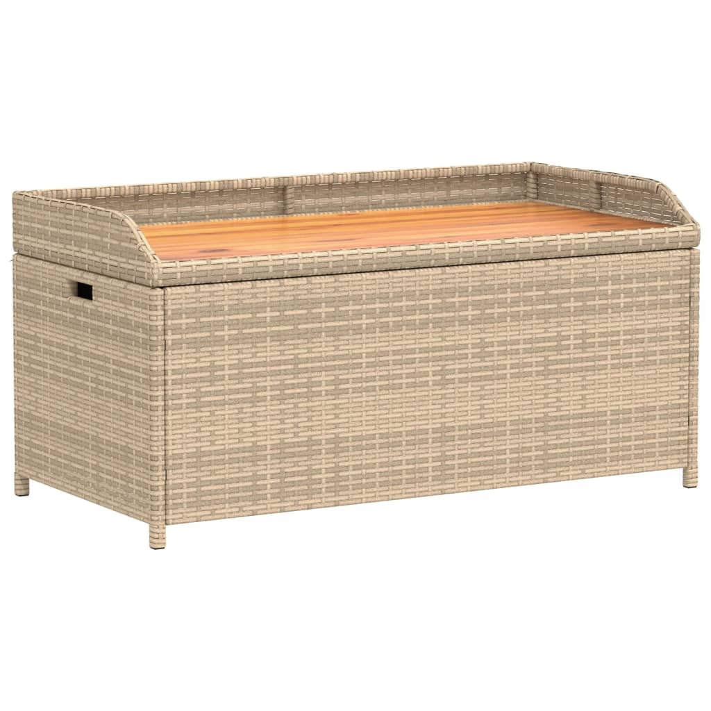 opbevaringsbænk 100x50x52 cm polyrattan og akacietræ beige