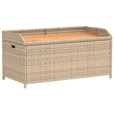 opbevaringsbænk 100x50x52 cm polyrattan og akacietræ beige