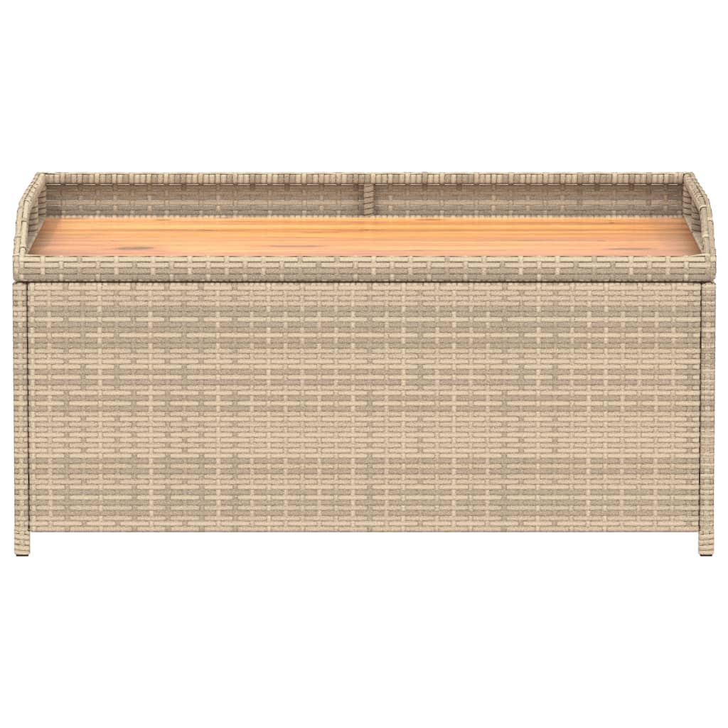 opbevaringsbænk 100x50x52 cm polyrattan og akacietræ beige