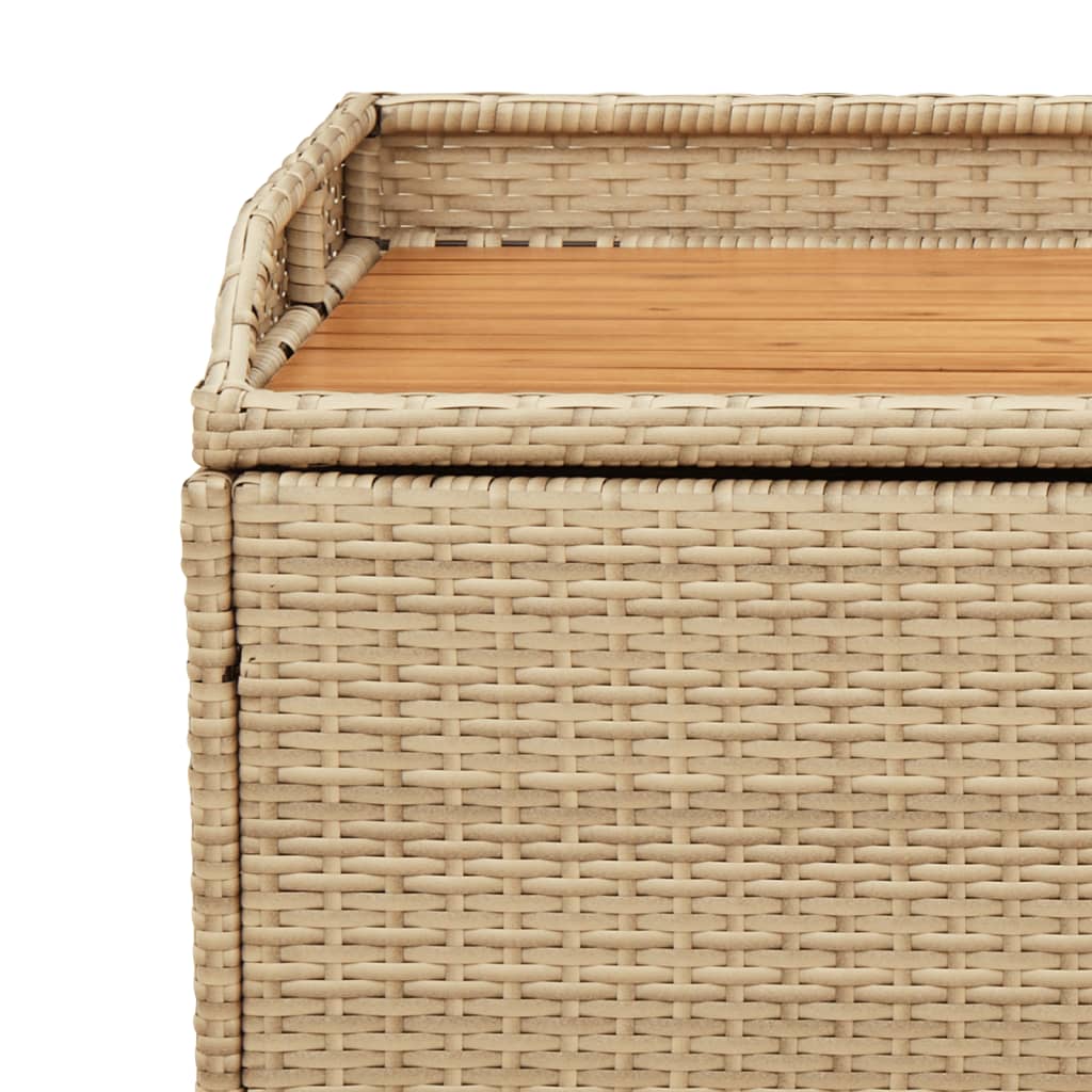 opbevaringsbænk 100x50x52 cm polyrattan og akacietræ beige