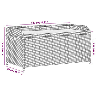 opbevaringsbænk 100x50x52 cm polyrattan og akacietræ beige