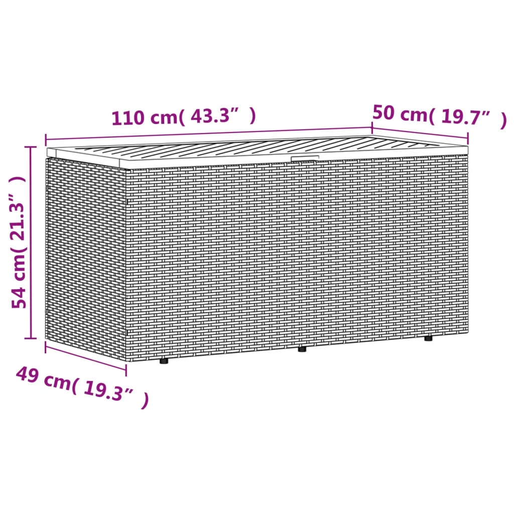 opbevaringsboks til haven 110x50x54 cm polyrattan akacie sort