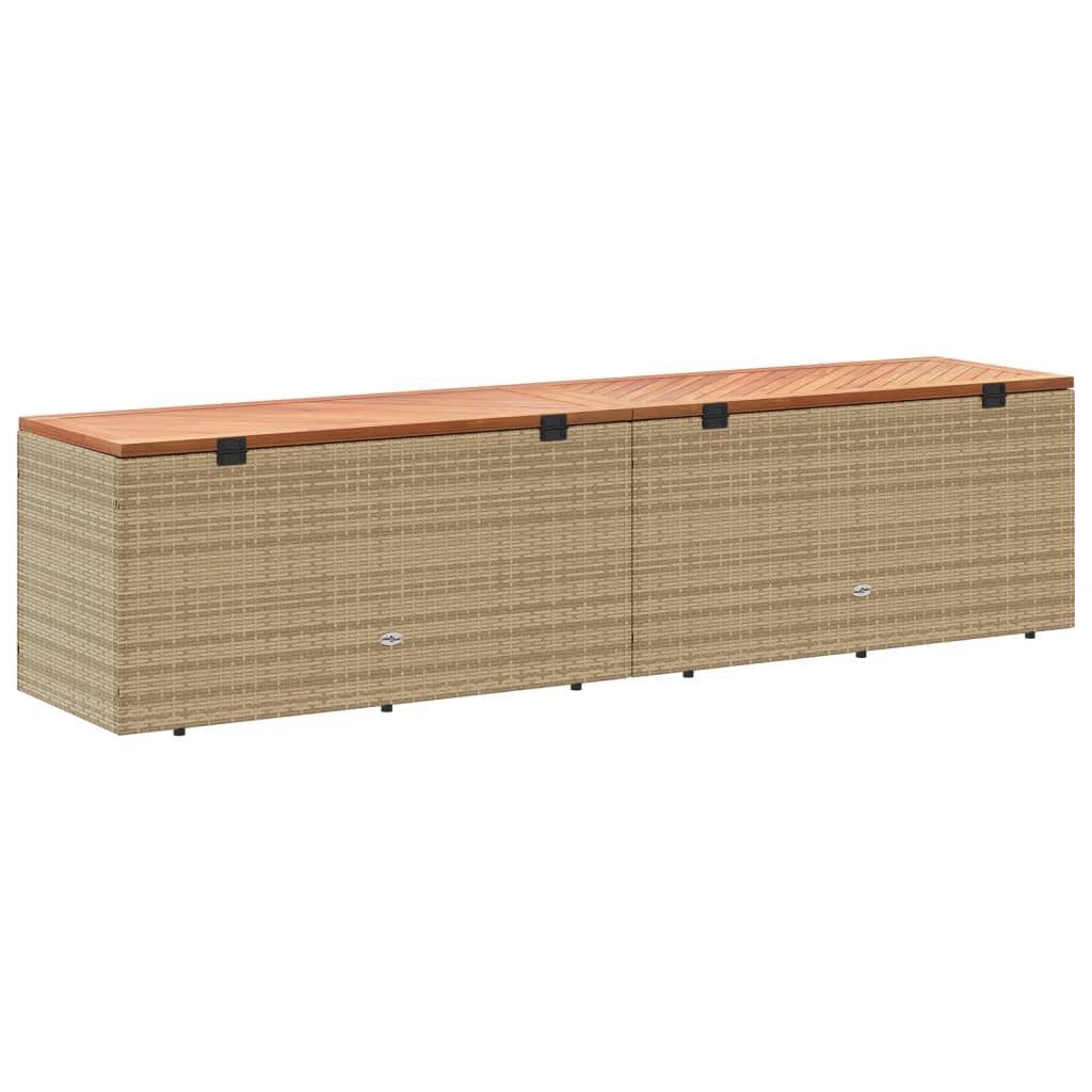 opbevaringsboks til haven 220x50x54 cm polyrattan akacie beige