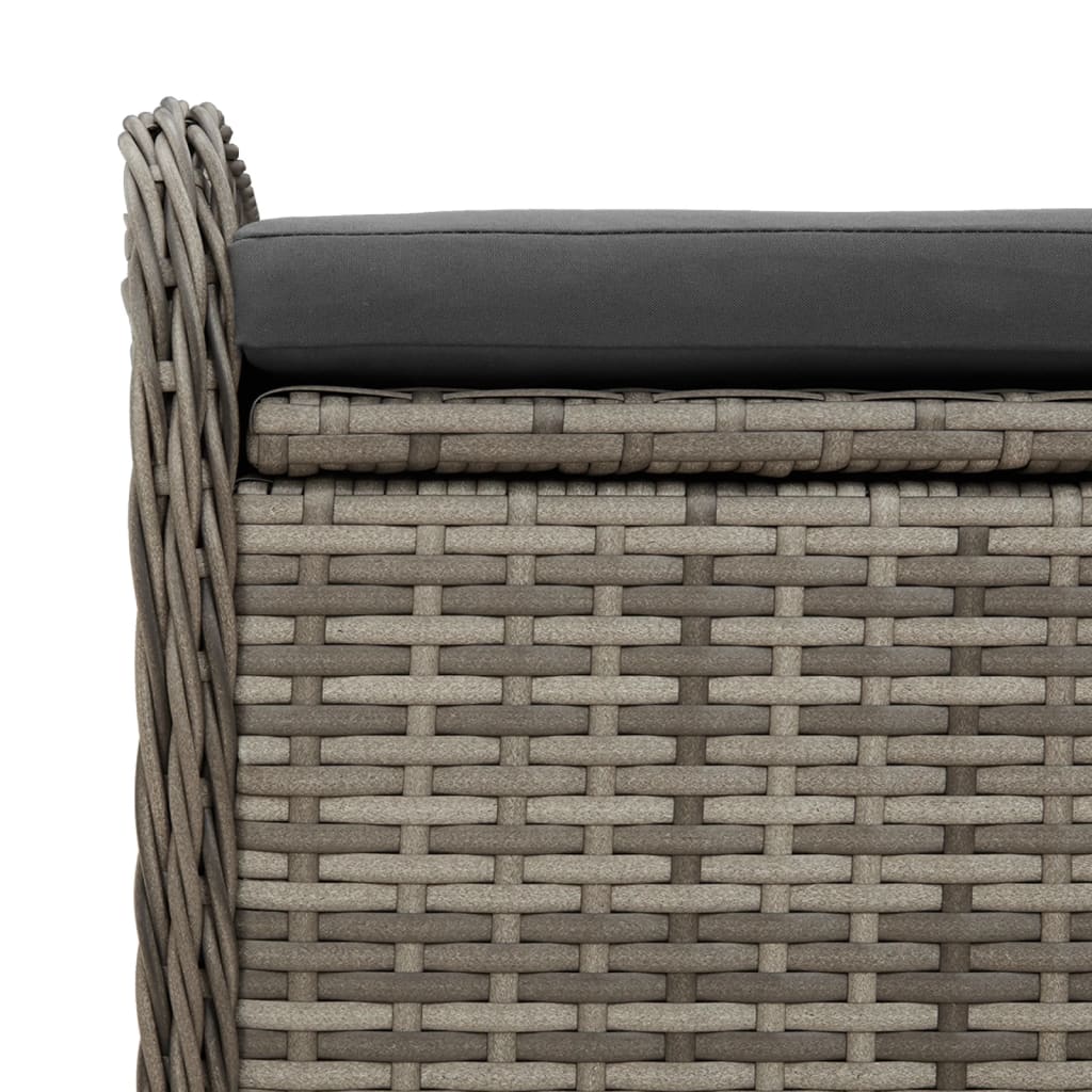 opbevaringsbænk med hynde 115x51x52 cm polyrattan grå