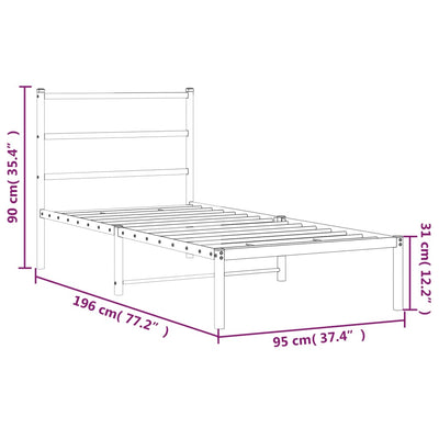 sengeramme med sengegavl 90x190 cm metal hvid