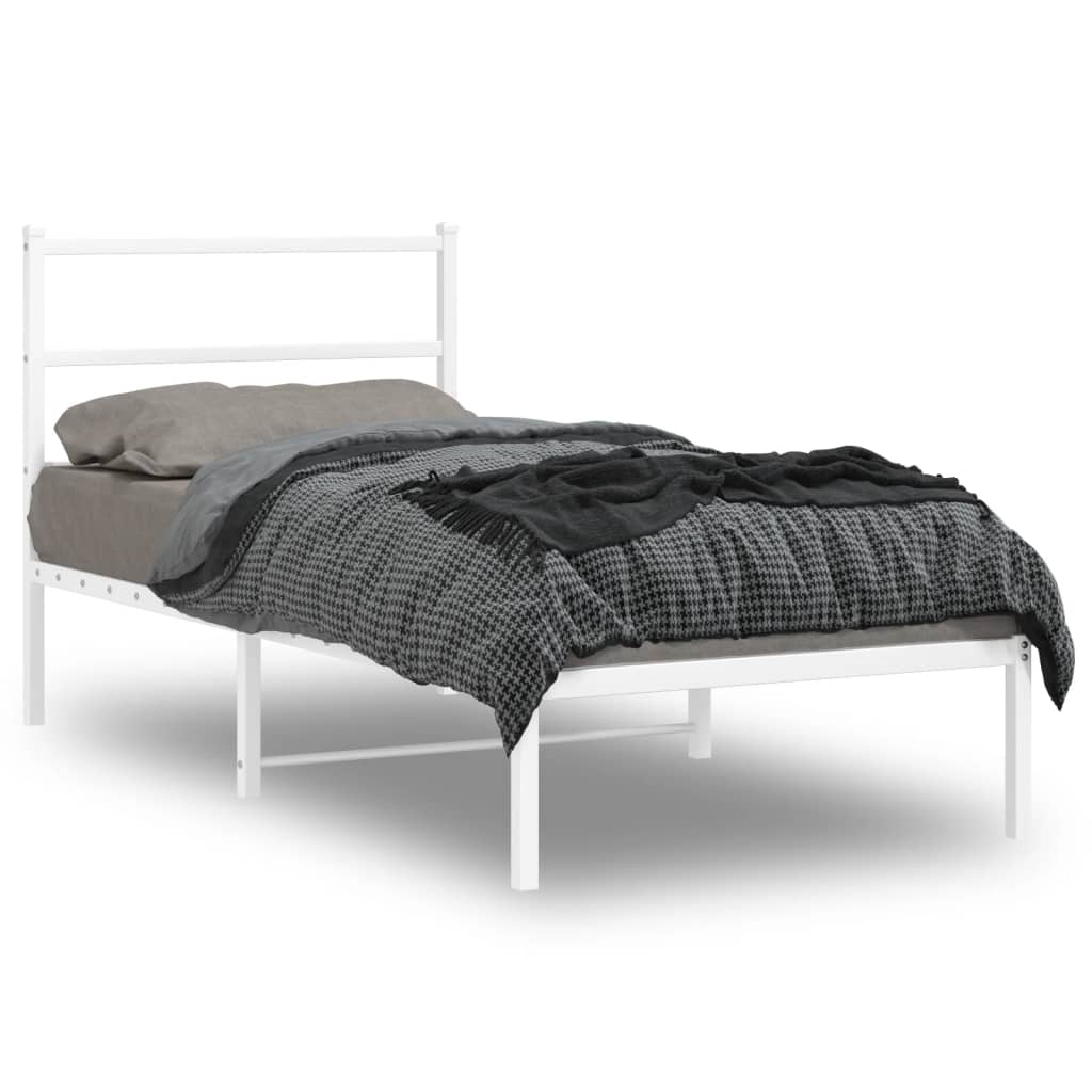 sengeramme med sengegavl 90x190 cm metal hvid