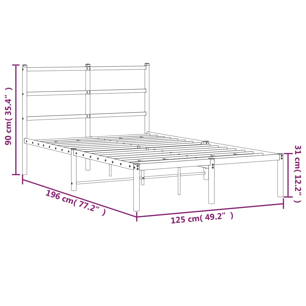 sengeramme med sengegavl 120x190 cm metal hvid